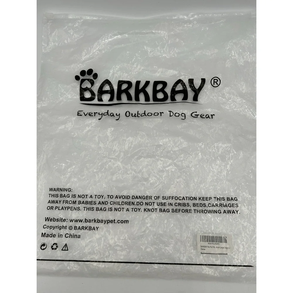 Barkbay No-Pull Dog Harness with Reflective Trim In Pink/Black Size L NEW